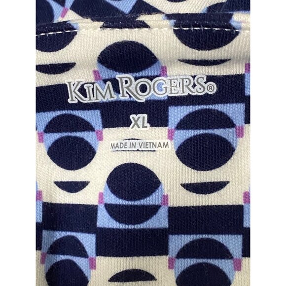 Kim Rogers Womens Pullover Top XL Op Art Boho Geometric Hypnotic Chain Print - Picture 6 of 7